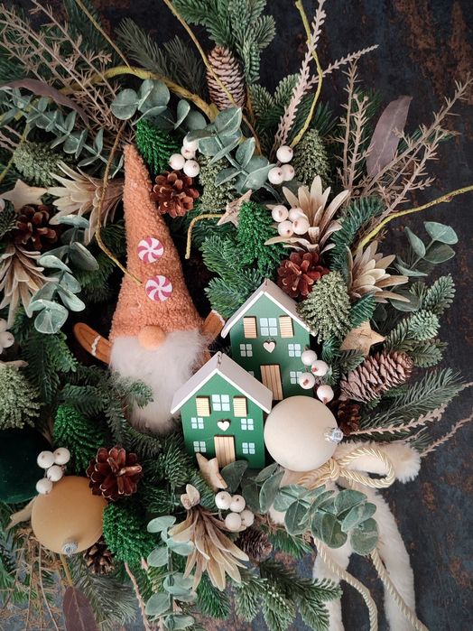 Wyjątkowy wianek świąteczny - Skrzat w Leśnej Wiosce