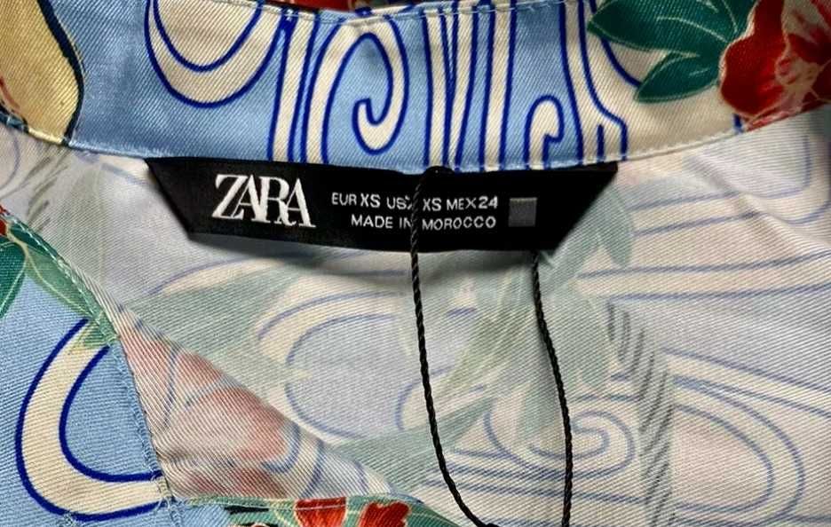 Zara Koszulowa Kimono z ptakami, kwiatami, orientalny pint XL