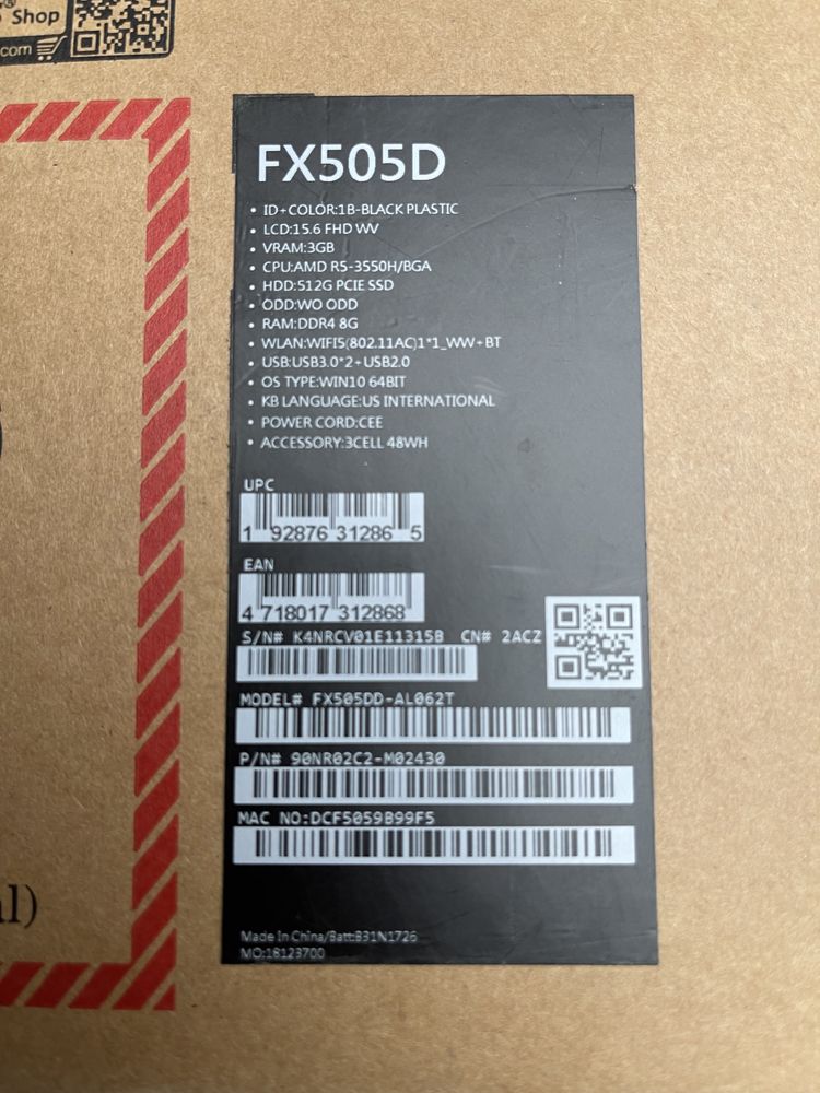Asus Tuf Gaming 505dd