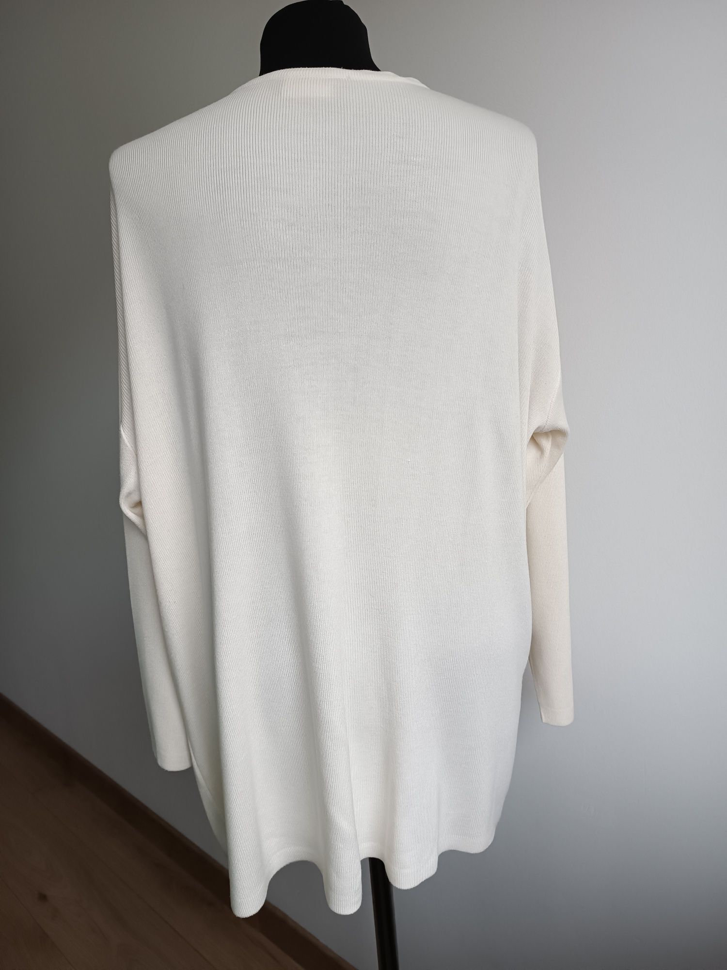 Kremowy śmietankowy kardigan sweterek na jeden guzik L XL XXL