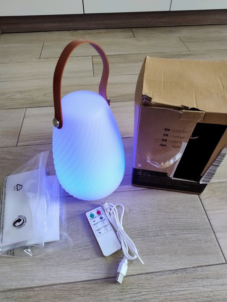 Lampa LED, RGB przenośna, ściemniana, lampa stołowa z 8 kolorami.