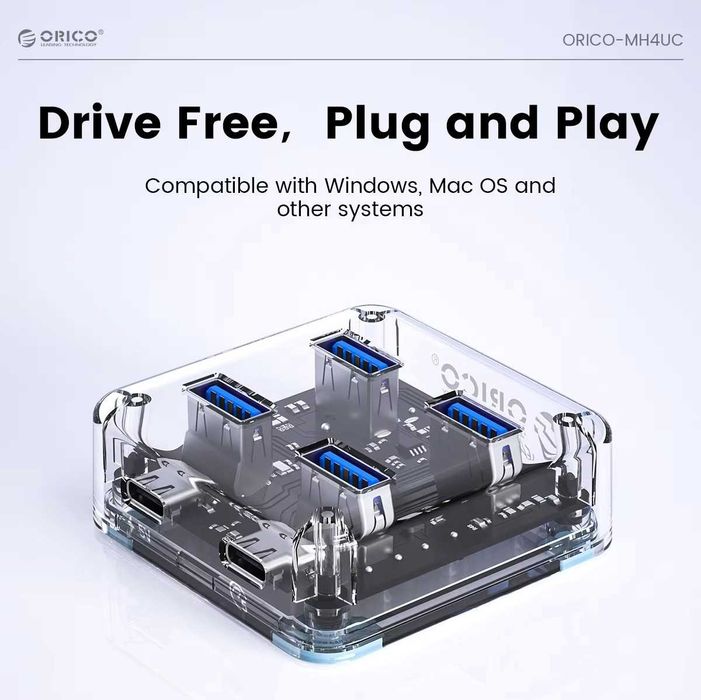 ORICO HUB/Card-Reader Концентратор - 5 Гбит/с 4 порта, SD/TF card, OTG