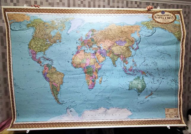 Карта мира политическая 158 х 108 см, масштаб 1 : 22 000 000