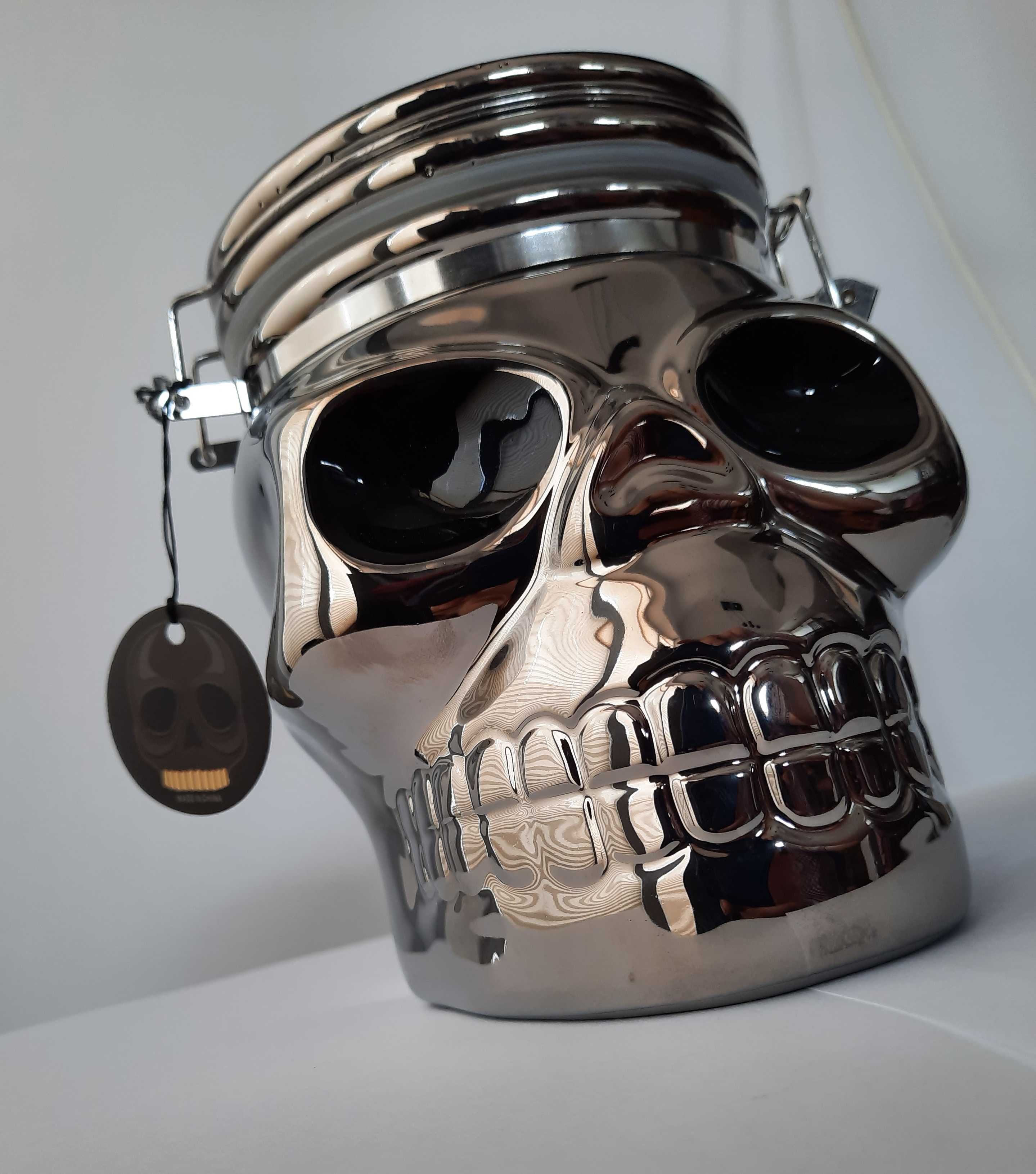 Cookie jar silver skull pojemnik na ciasteczka słoik srebrna czaszka