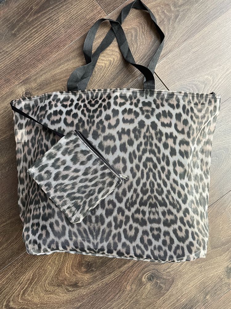 Пляжная сумка прозрачная леопард