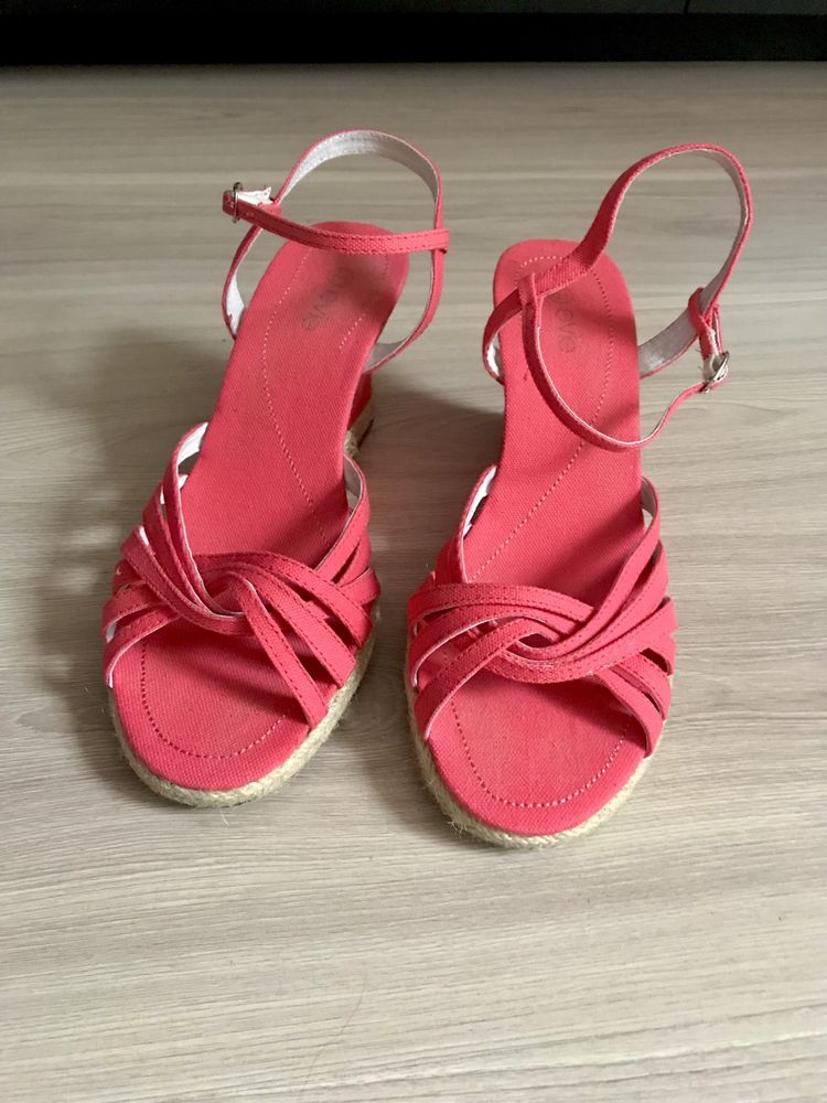 Espadryle jak NOWE sandały koral koturn r. 40