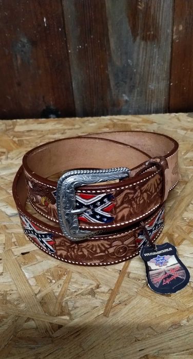 Stars & Stripes Pas Skórzany Kowbojski Country Western Pasek