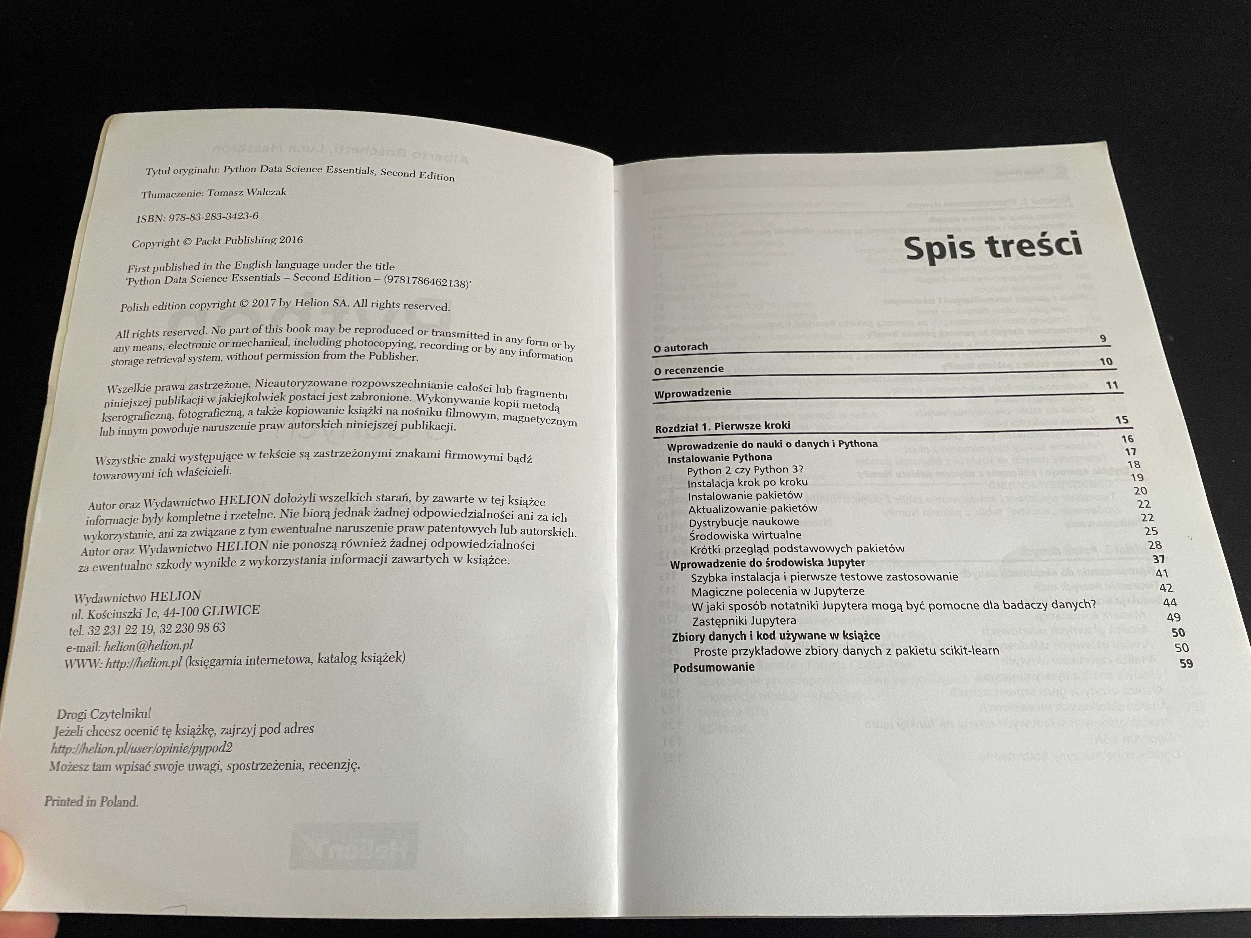 A. Boschetti, L. Massaron – Python. Podstawy nauki o danych (2017)