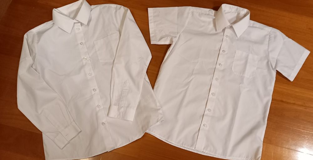 Biała koszula chłopięca długi+krótki rękaw (cena za 2 szt)