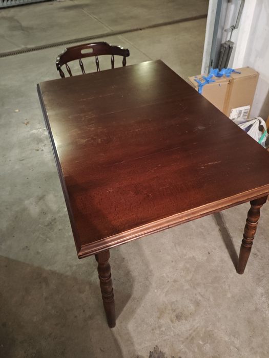 Stół NEVADA + 6 krzeseł, vintage PRL, buk, rozkładany 120–220 cm, Rumu