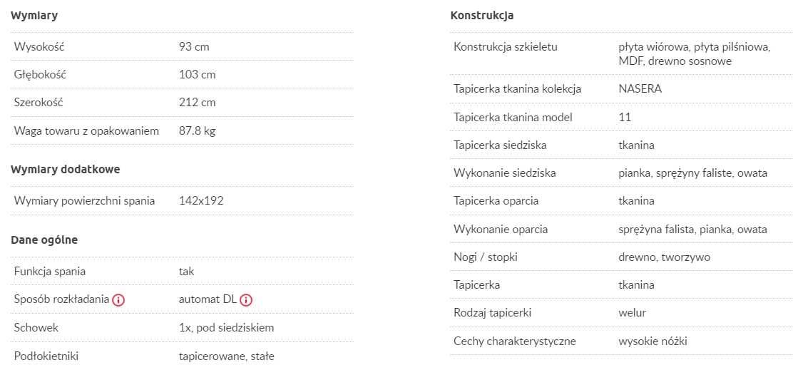 NIEUŻYWANA Sofa VANNES 3-osobowa | rozkładana | szara | #OUTLET