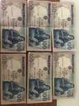 Lote de 6 notas de 100 escudos Barbosa du Bocage