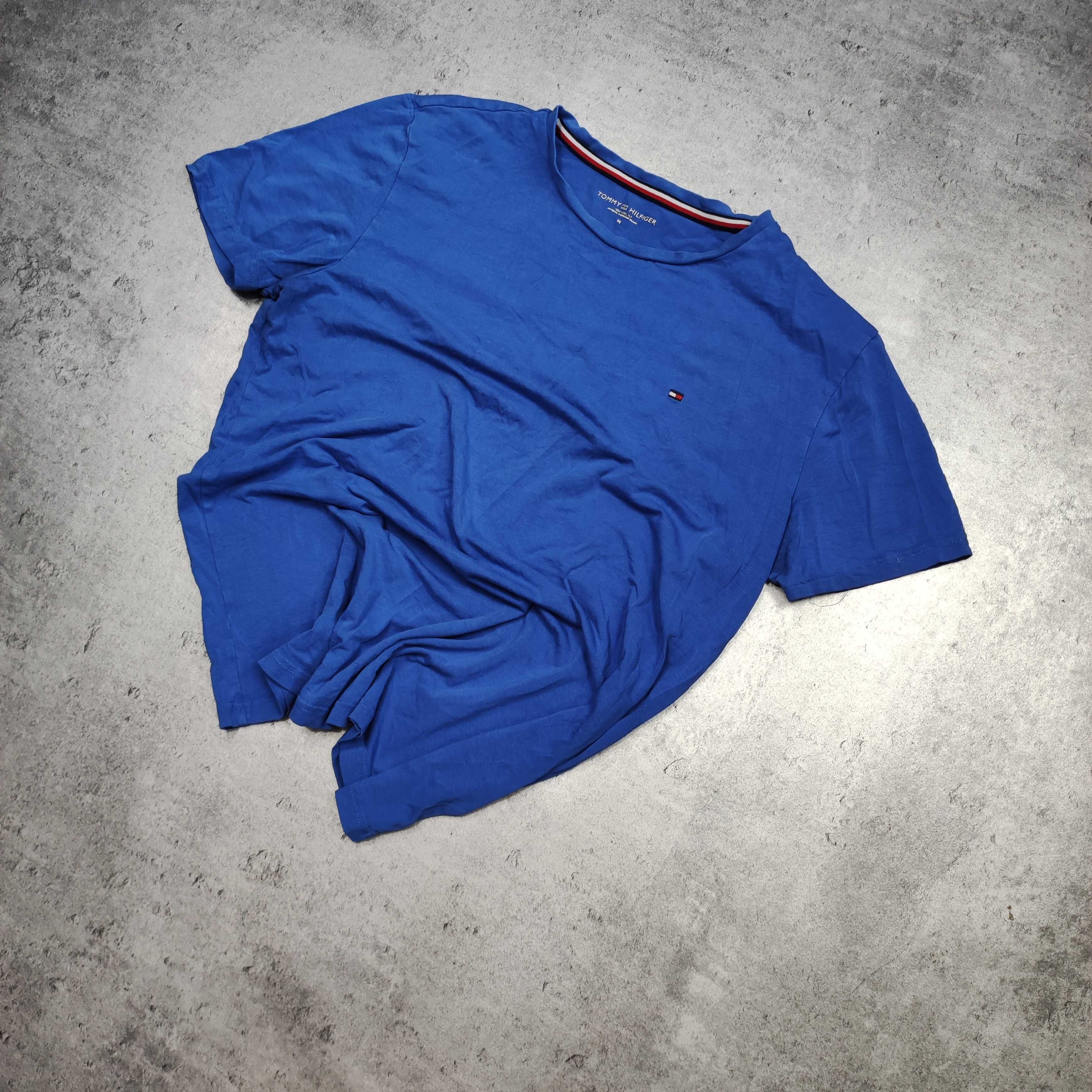 MĘSKA Koszulka Tommy Hilfiger Haft Małe Logo Podkoszulka Niebieska