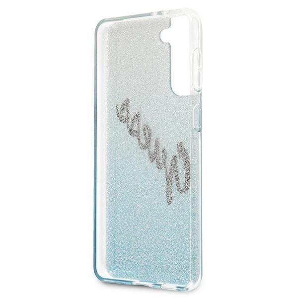 Guess Etui Gradient Glitter do Galaxy S21+ - Niebieskie