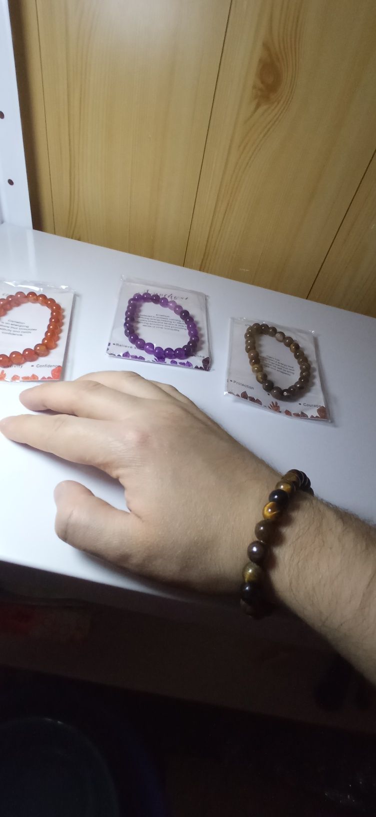 Браслет на руку из камней  Tiger eye Carnelian Amethyst Тигриный глаз