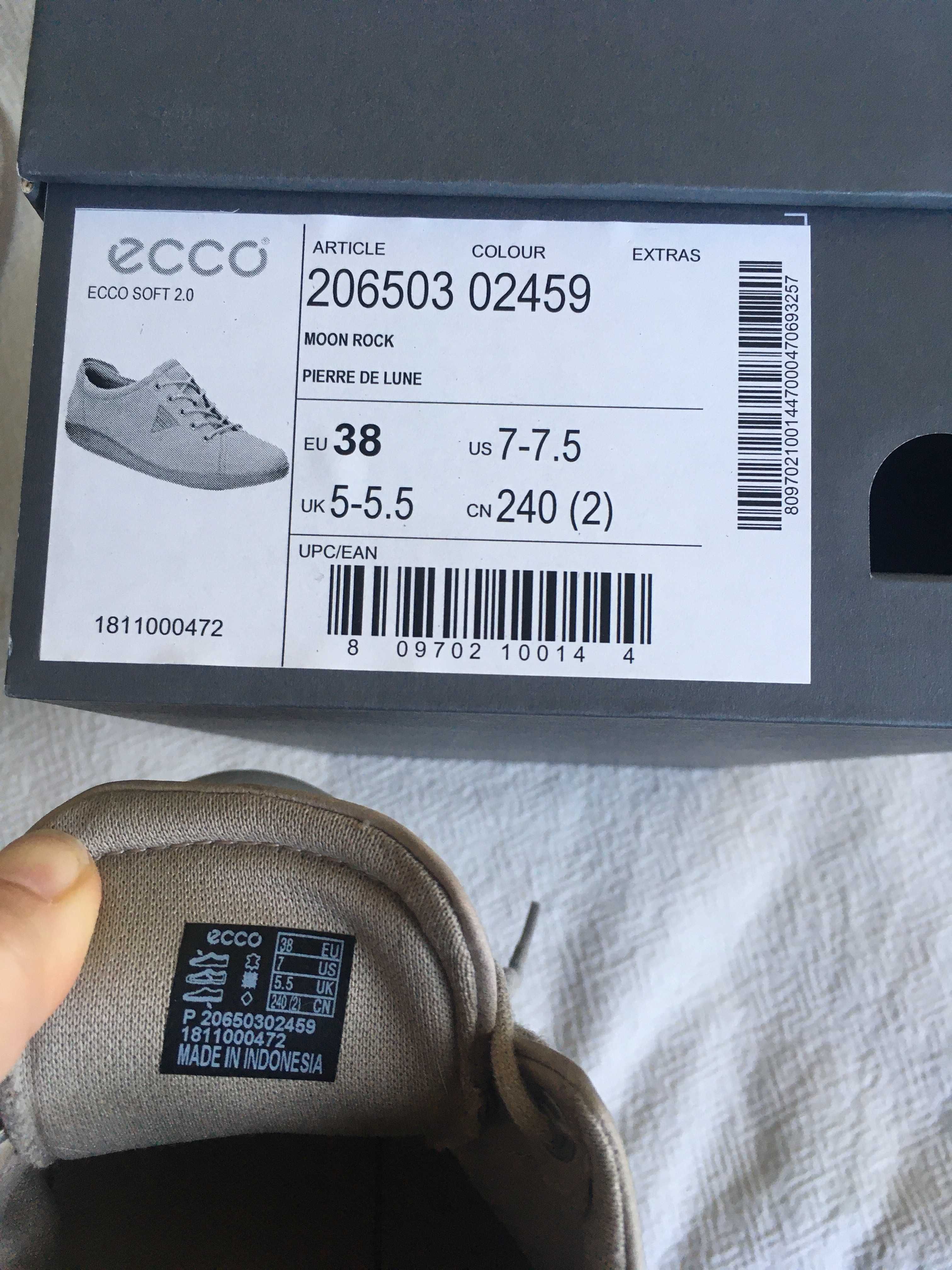 Buty ECCO soft 2.0 wiosna 38 jasne półbuty sneakersy lekkie wygodne