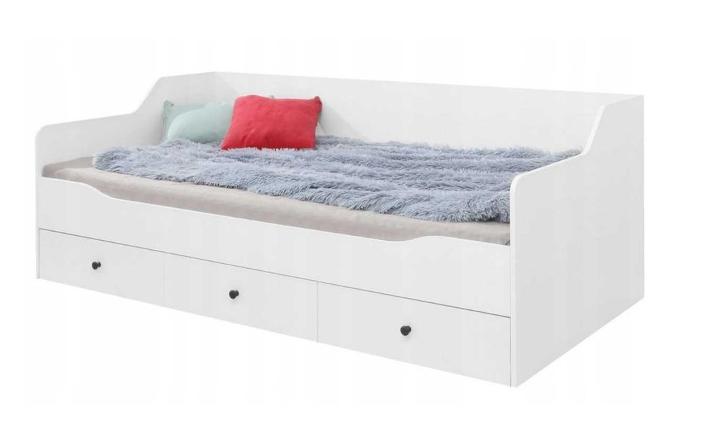 łóżko białe pojedyncze młodzieżowe Bergen 13 90x200 Biel Klasyczne