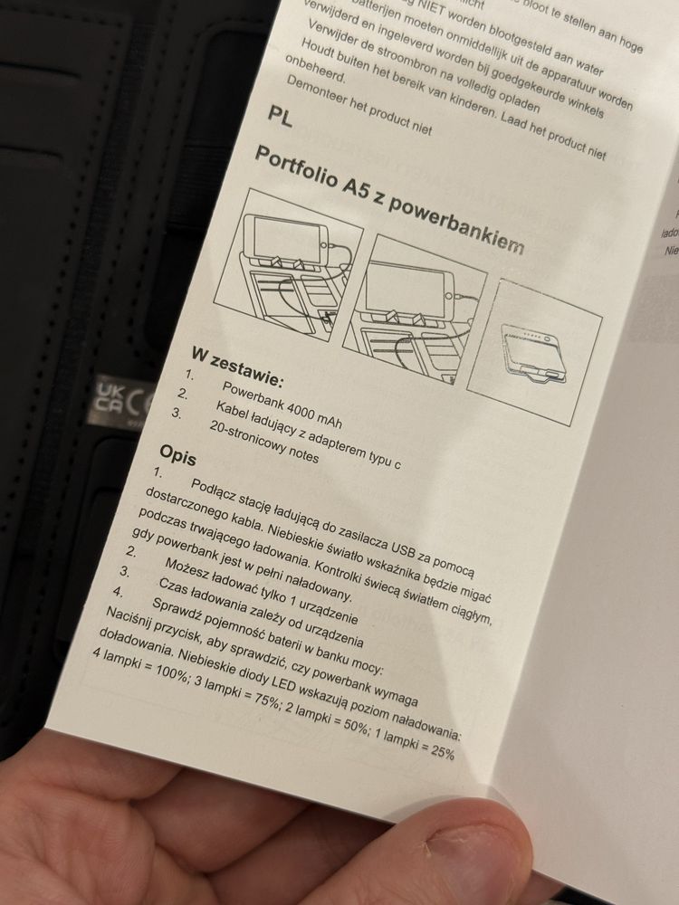 Teczka A5 z powerbankiem 4000 mAh