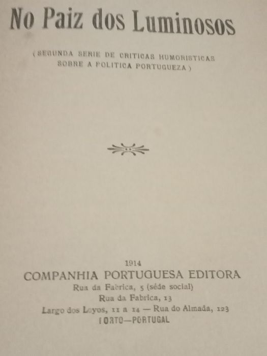 Livro  No Paíz dos Luminosos de 1914