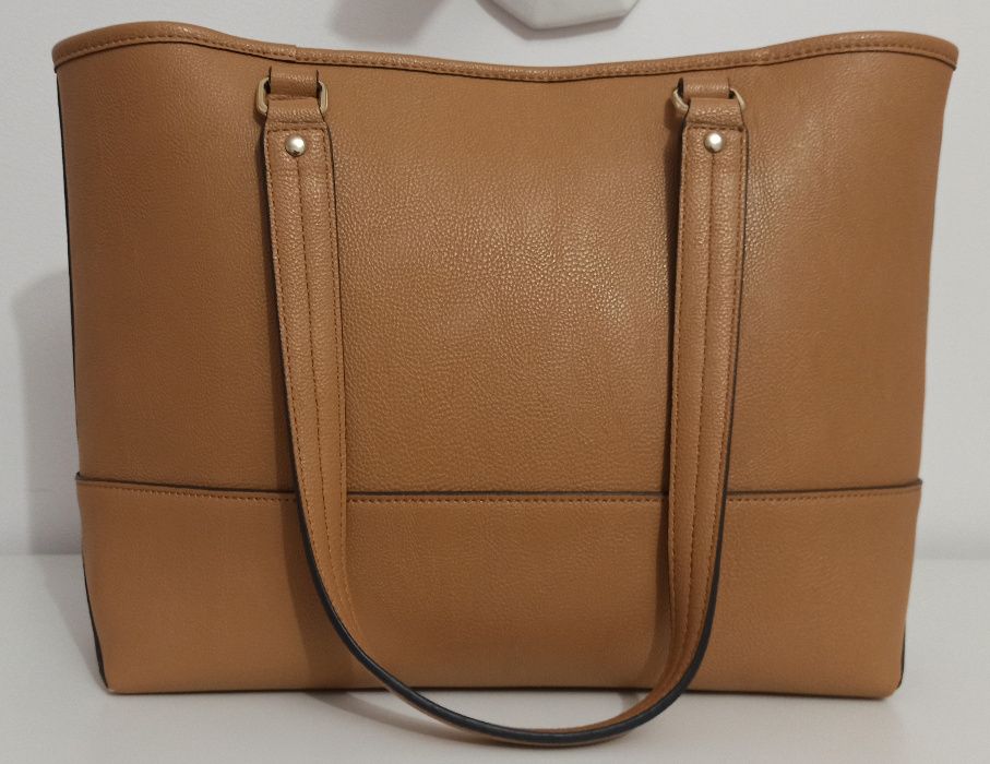 KARL LAGERFELD Oryginalna Tote Torba Torebka Brelok Camel Karmelowa