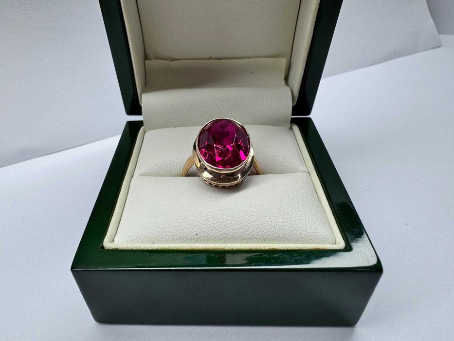 Złoty pierścionek z kamieniem p583 w6,11g r.12