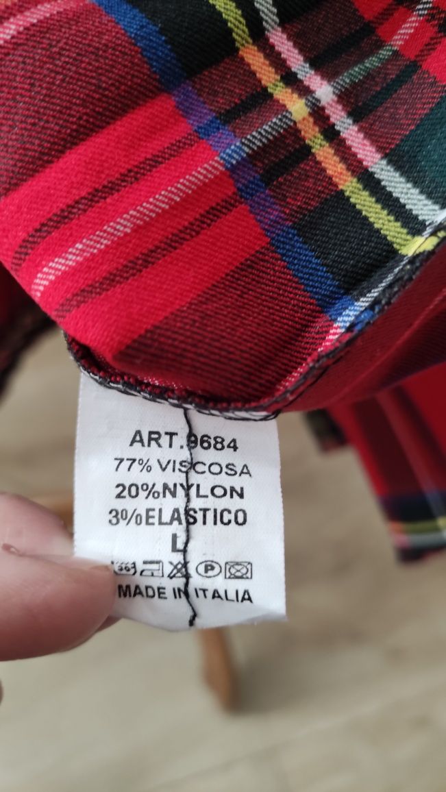 Spudnica w kratę szkocką plisowana M L xl