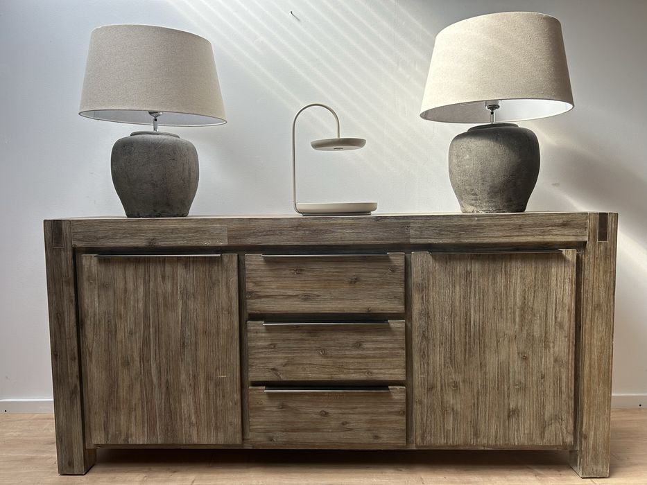 Komoda drewniana nowoczesna szara akacja loft