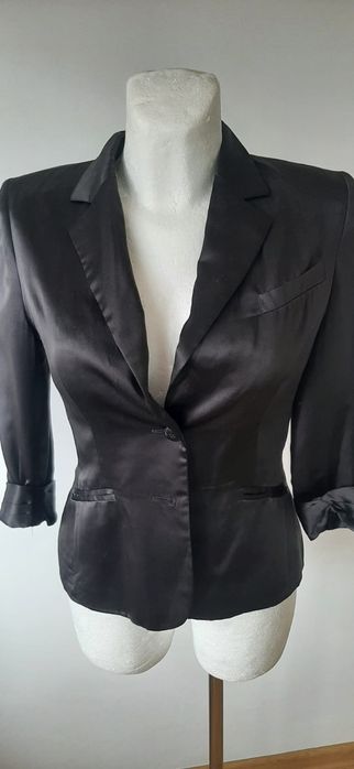 Marynarka żakiet simple jedwab jedwabna czarny s