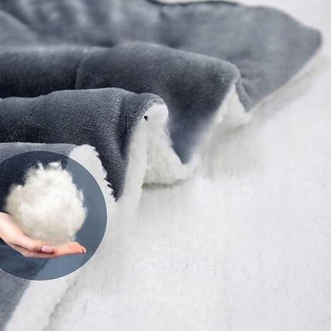 Miękki Koc Na Sofę Podwójny Delikatny Koc Narzuta Sofy Szary Gruby