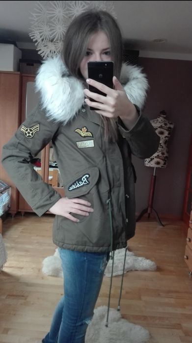 Parka ocieplana glo story kurtka zimowa khaki L