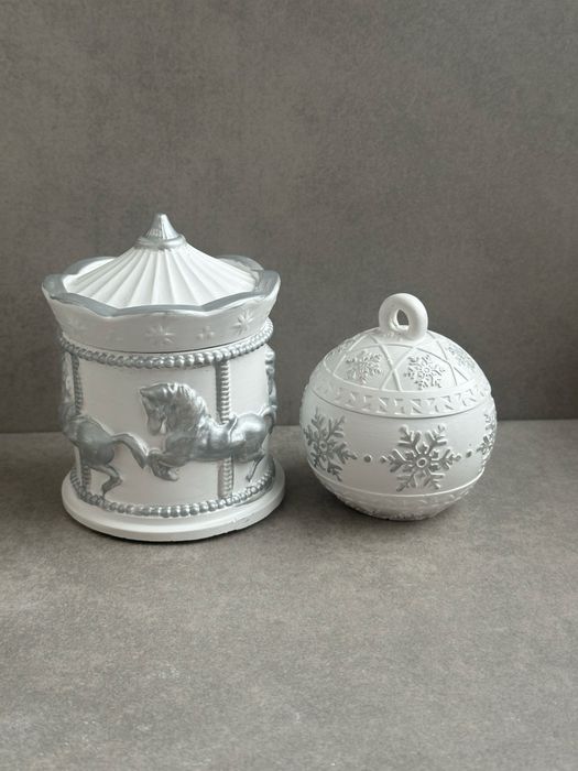 Гіпсові кашпо для свічок, куля, карусель, новорічні подарунки, н