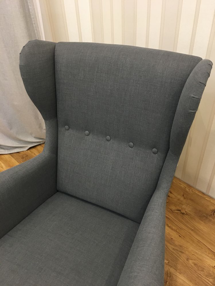 Крісло IKEA Strandmon сіре кресло англійське класичне