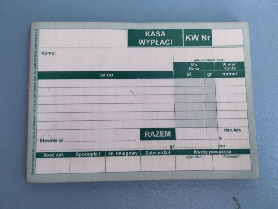 Dwa bloczki KW dowód wypłaty