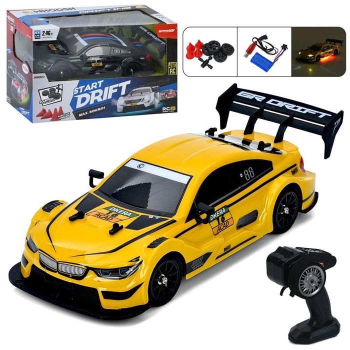 Дрифт машинка на радиоуправлении BMW M3 желтая - 30 км/ч | БМВ дрифт
