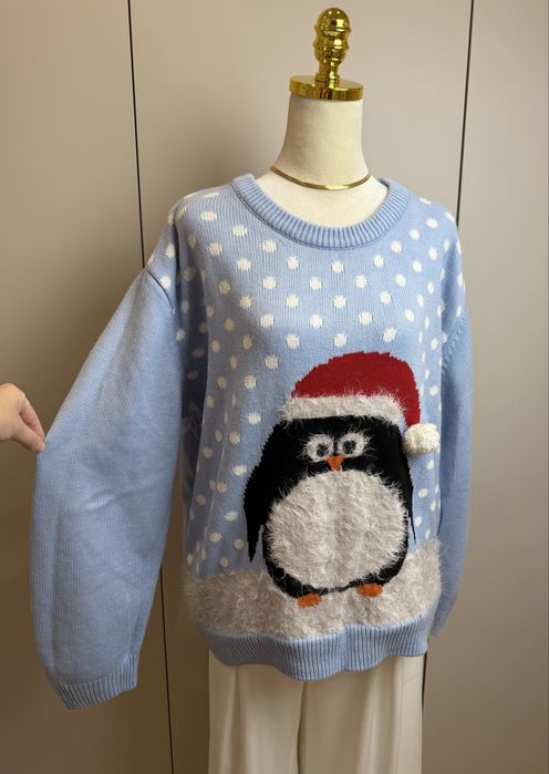 Sweter świąteczny z pingwinkiem święta mikołajki boże narodzenie