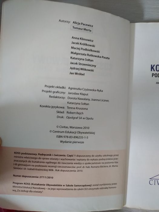 WOS Koss podręcznik z ćwiczeniami klasa 1 gimnazjum