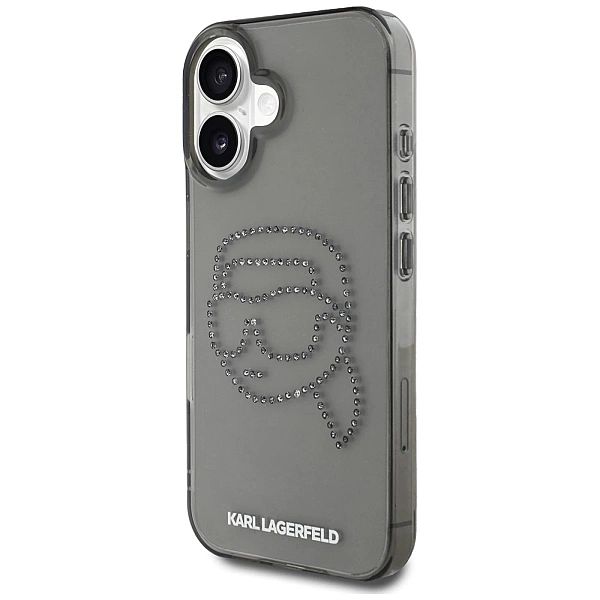 Etui Karl Lagerfeld IML Rhinestones Karl Head do iPhone 16 czarny