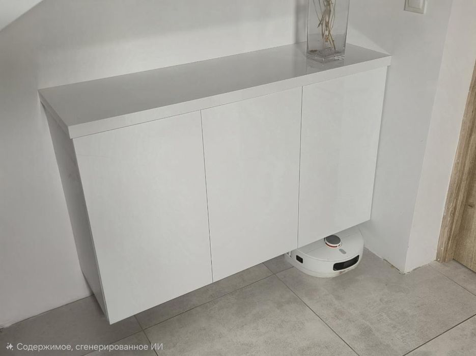 Szafka na wymiar w kolorze białym do zabudowy robota sprząta