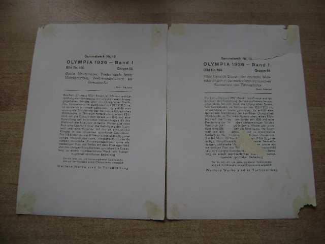 Starocie z PRL SPORT = Olimpiada 1936r Berlin 14 obrazków uszkodzonych