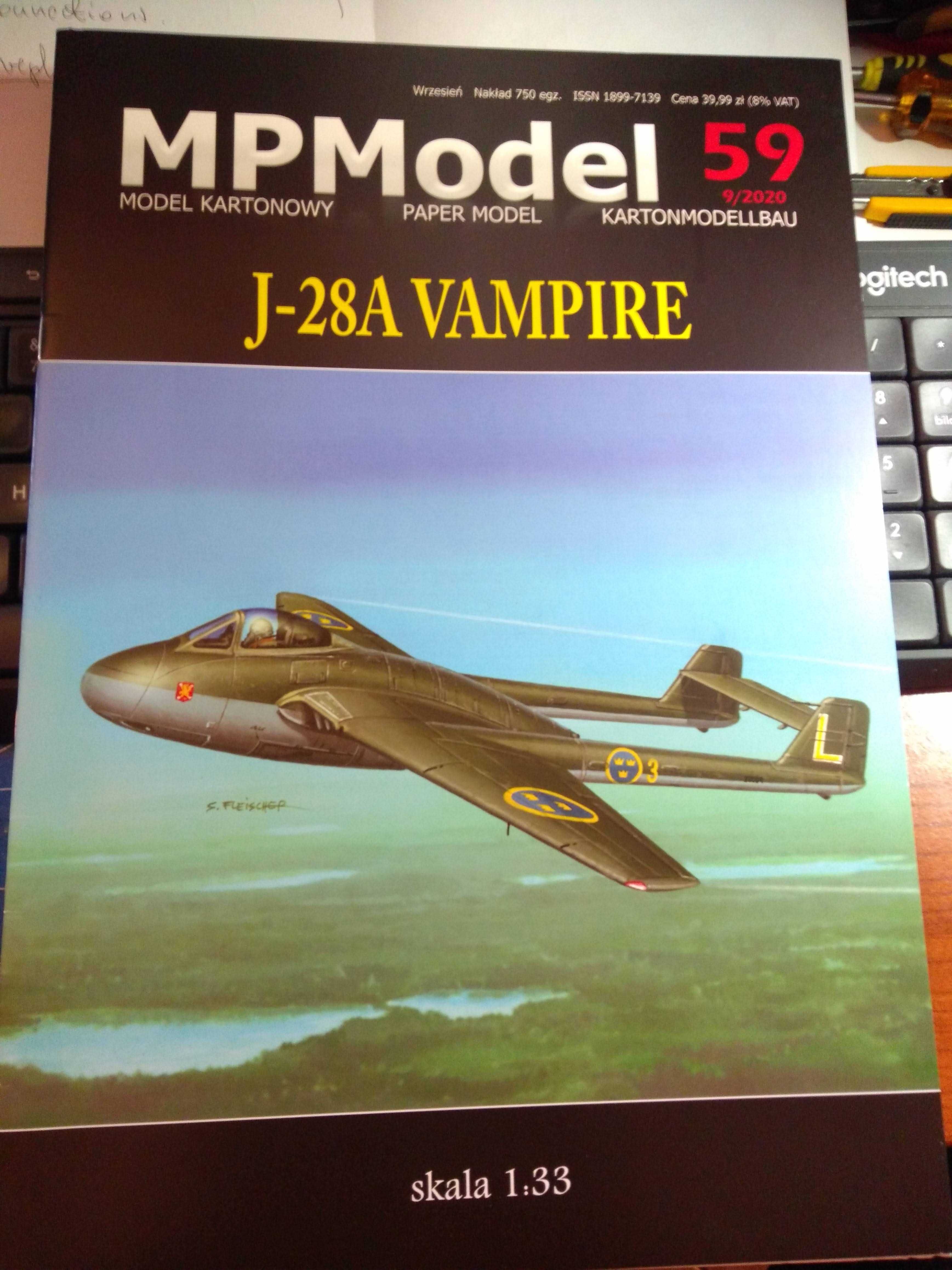 Model kartonowy MPModel samolot J-28A Vampire
