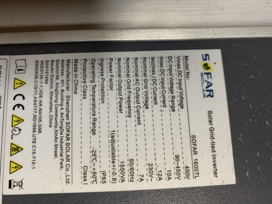 Inversor SOFAR 1600TL