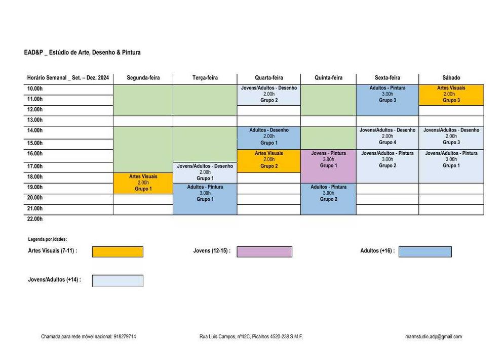 Aulas de Desenho e de Pintura
