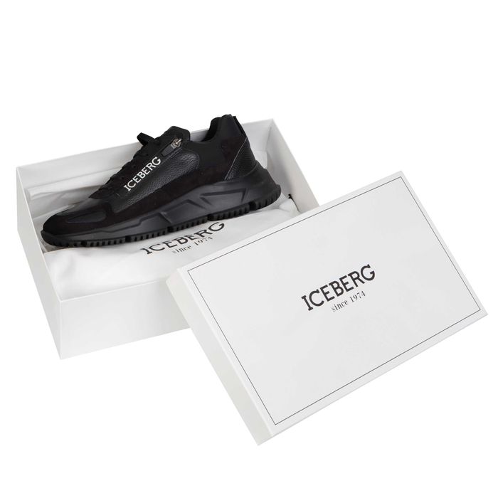 ICEBERG skórzane włoskie sneakersy NOWOŚĆ BLACK