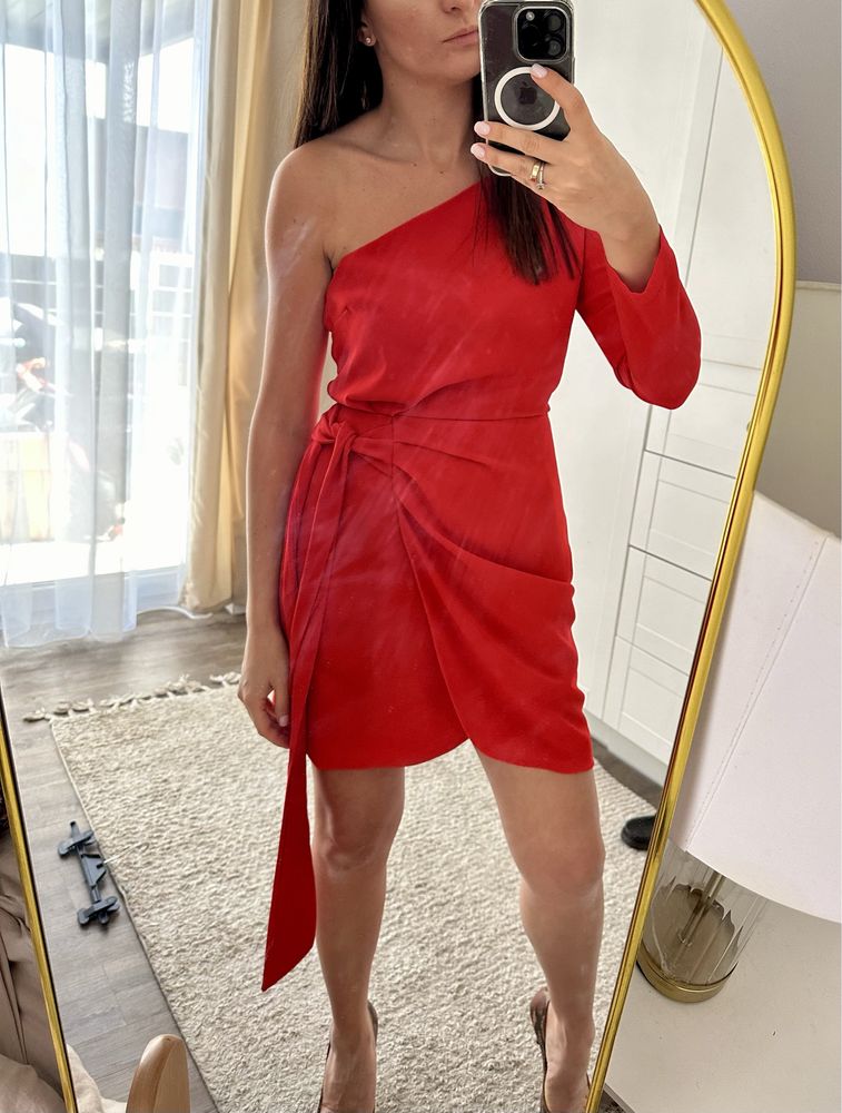 Sukienka czerwona mini wiazana S wesele Chicaca