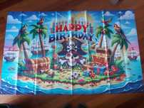 Tela Grande Aniversário tema Piratas 180x110cm