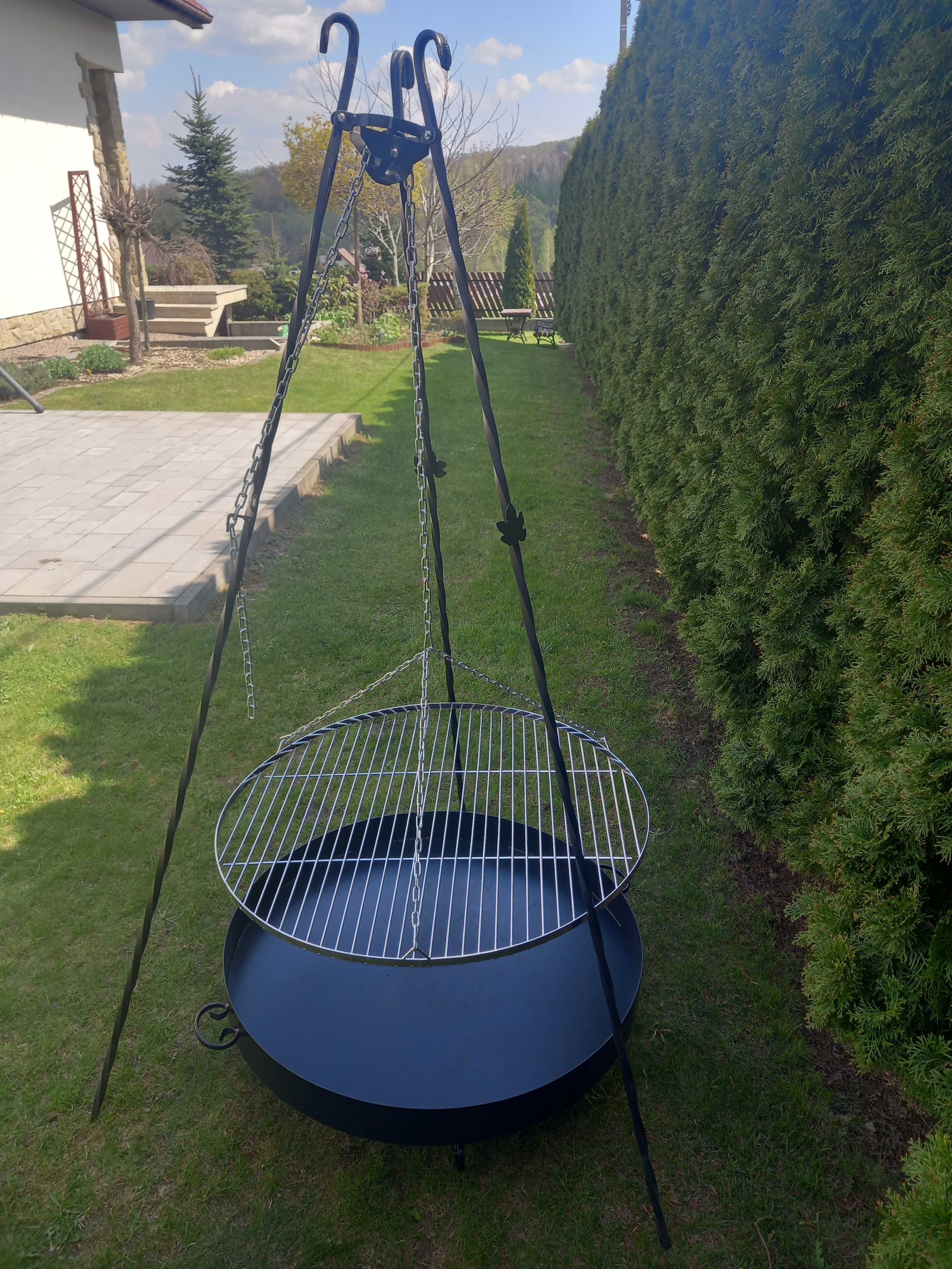 Grill ogrodowy 60 cm - trójnóg , ruszt , palenisko - komplet