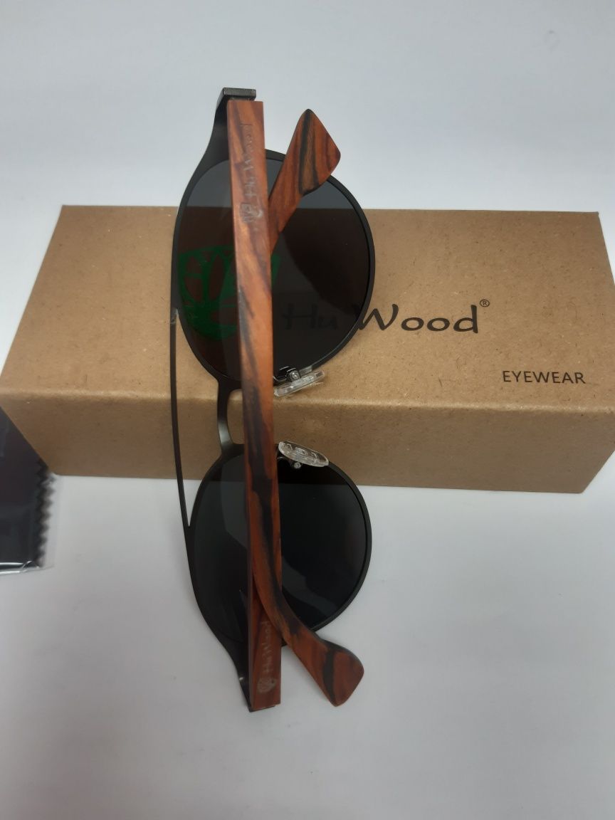 Okulary przeciwsłoneczne drewniane Hu Wood z filtrem UV-400 i polar.