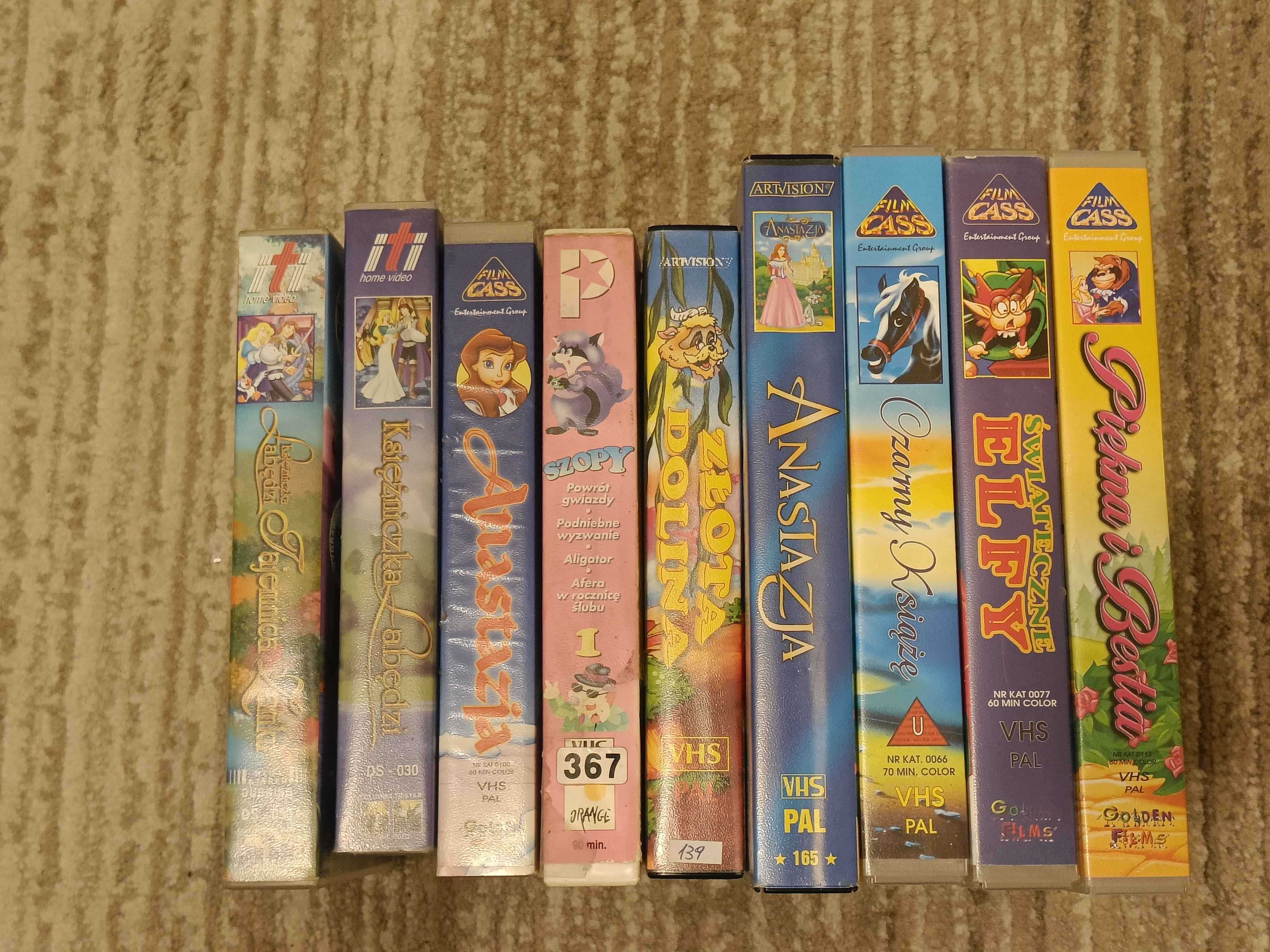 Zestaw 9 kaset VHS z bajkami