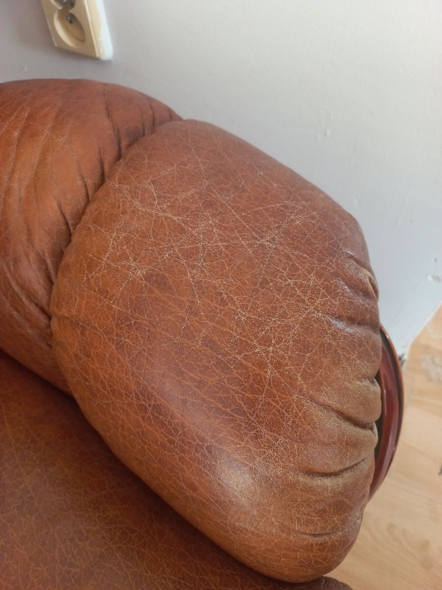 Skórzany komplet holenderski sofa i 2 fotele