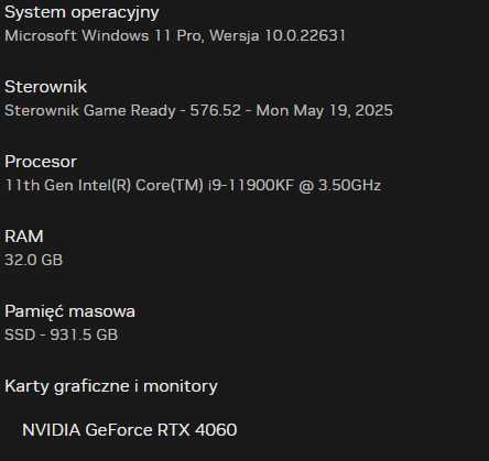 (okazja)Komputer RTX4060 I9 11900KF 32GB Ram 1TB SSD